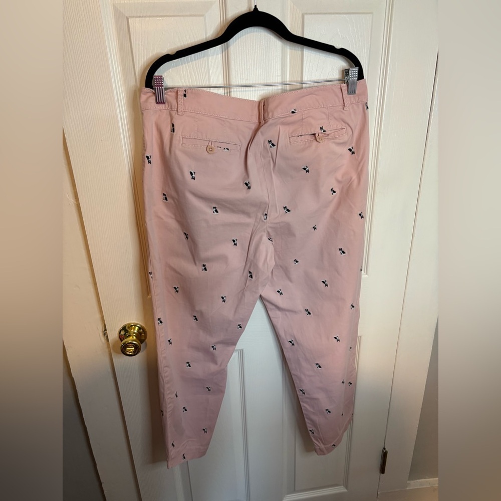 Talbots The Weekend Chino – Pink Frenchie Dog Embroidered | Size 14 Petite - Picture 9 of 11